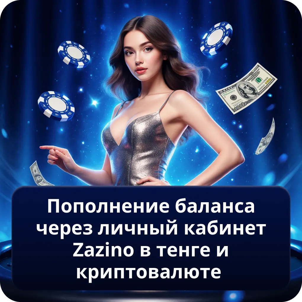 Пополнение баланса через личный кабинет Zazino в тенге и криптовалюте